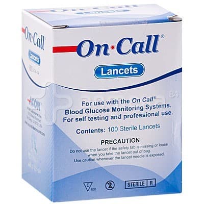 On-call Lancetas P/punción Capilar 30g (0.30mm) Cja. C/100 Pzs.