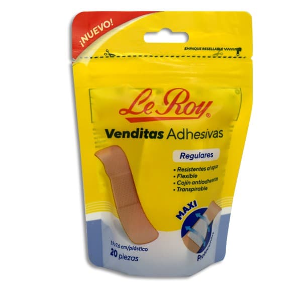 Venditas Adhesivas Regulares (le Roy) Col. Piel 1.9x7.6cm. Bolsa C/20 Pzs.