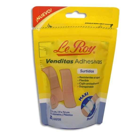 Venditas Adhesivas Surtidas (le Roy) Col. Piel Bolsa C/20 Pzs.
