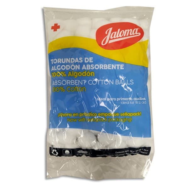 Torundas de Algodón Absorbente (jaloma) Bolsa C/100 Pzs. (50g).