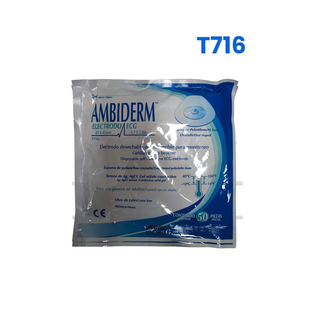 Electrodo Ecg T716 Espuma/ovalado (ambiderm) Adulto Paq. C/50 Pzs.