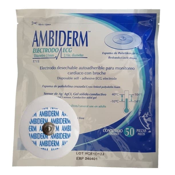 Electrodo Ecg T715 Espuma/redondo (ambiderm) Adulto Paq. C/50 Pzs.