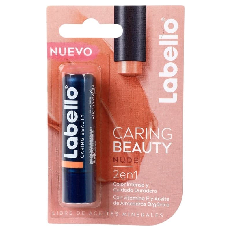 Labello Caring Beauty Nude 2en1 Blister C/1 Pza 4.8 G.