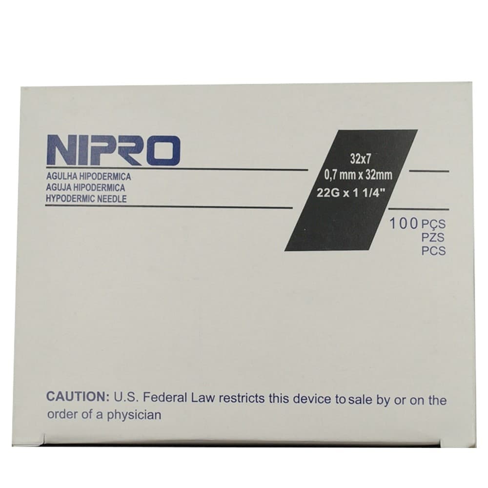 Aguja Hipodérmica (nipro) 22gx1-1/4"(32mm) Cja. C/100 Pzs.