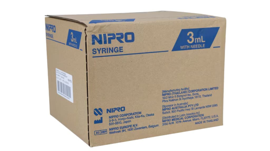 Jeringa 3 Ml. (nipro) C/aguja 20gx32mm. C/1 Pza.