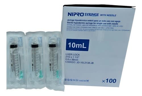 Jeringa 10 Ml. (nipro) C/aguja 21gx25mm. C/1 Pza.