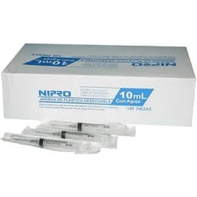 Jeringa 10 Ml. (nipro) C/aguja 21gx38mm. C/1 Pza.