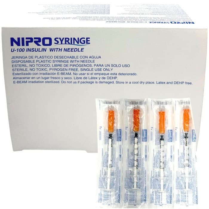 Jeringa 0.5ml. (nipro) Insulina C/aguja Integrada 30gx8mm. C/1 Pza.