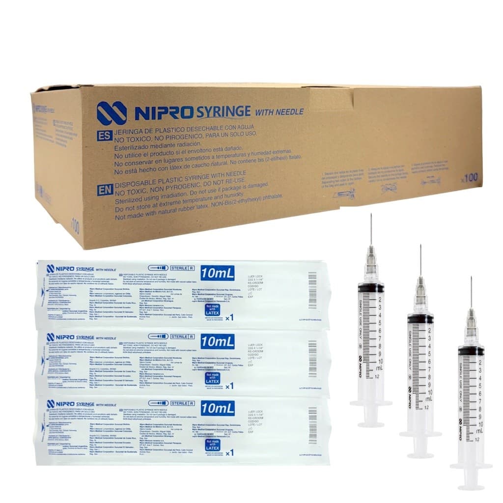 Jeringa 10 Ml. (nipro) C/aguja 22gx32mm. C/1 Pza.