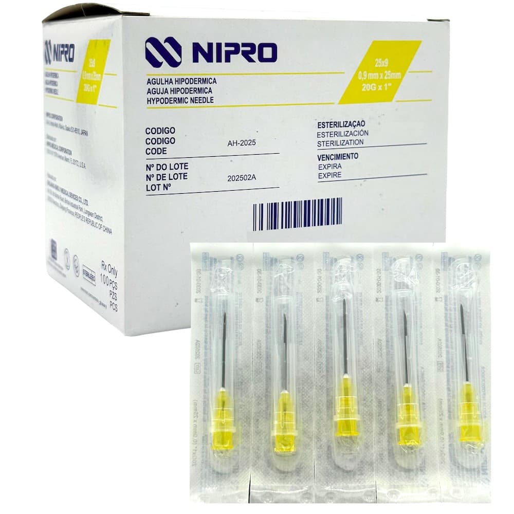 Aguja Hipodérmica (nipro) 20gx1-1/4"(32mm) Cja. C/100 Pzs.