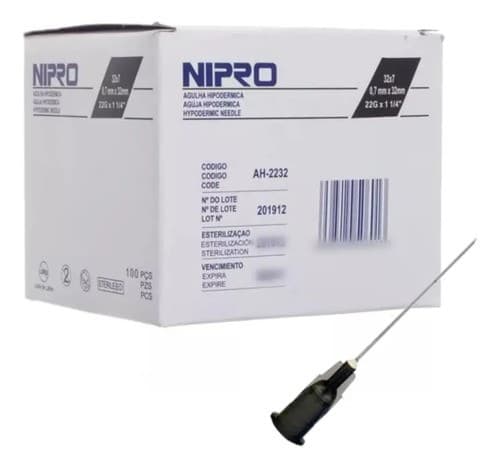 Aguja Hipodérmica (nipro) 22gx1-1/4"(32mm) Cja. C/100 Pzs.