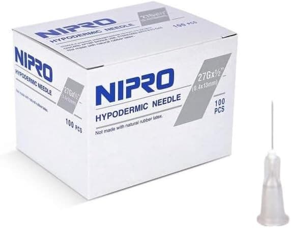 Aguja Hipodermica (nipro) 27gx1/2"(13mm) Cja. C/100 Pzs.