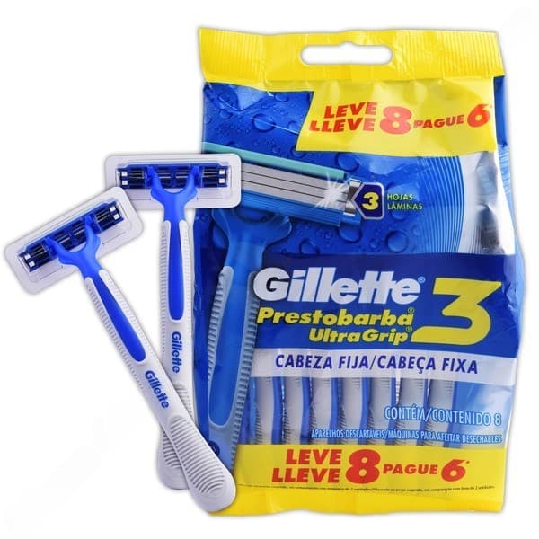 Gillette Prestobarba-3 Ultragrip Desechable Paq. C/8 Pzs.