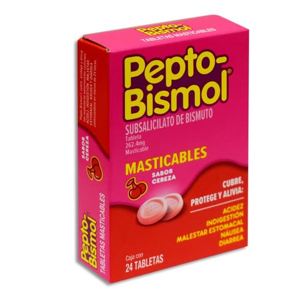 Pepto-bismol Sabor Cereza C/24 Tabs. Masticables 262.4 Mg.