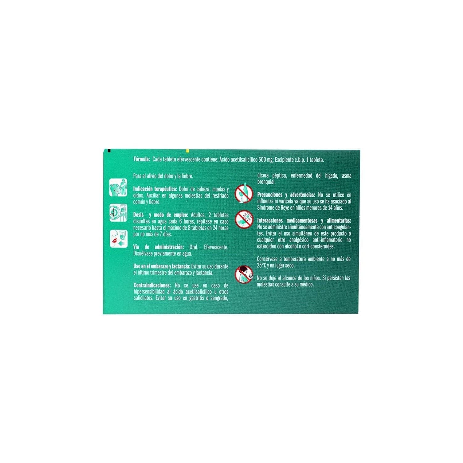 Aspirina Efervescente C/12 Tabs. 500 Mg.