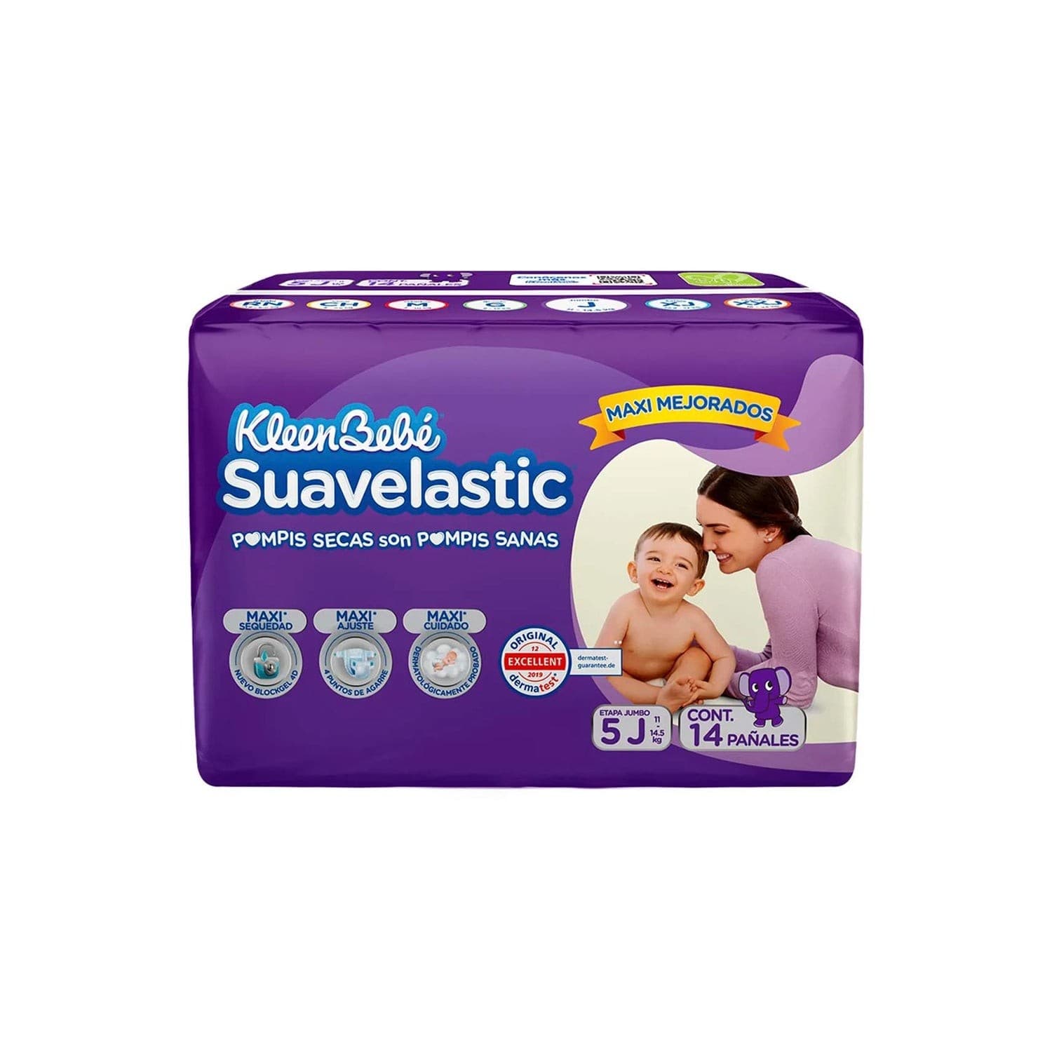 Kleenbebé Suavelastic Jumbo (etapa 5 / 11-14.5 Kg.) C/14 Pzs.
