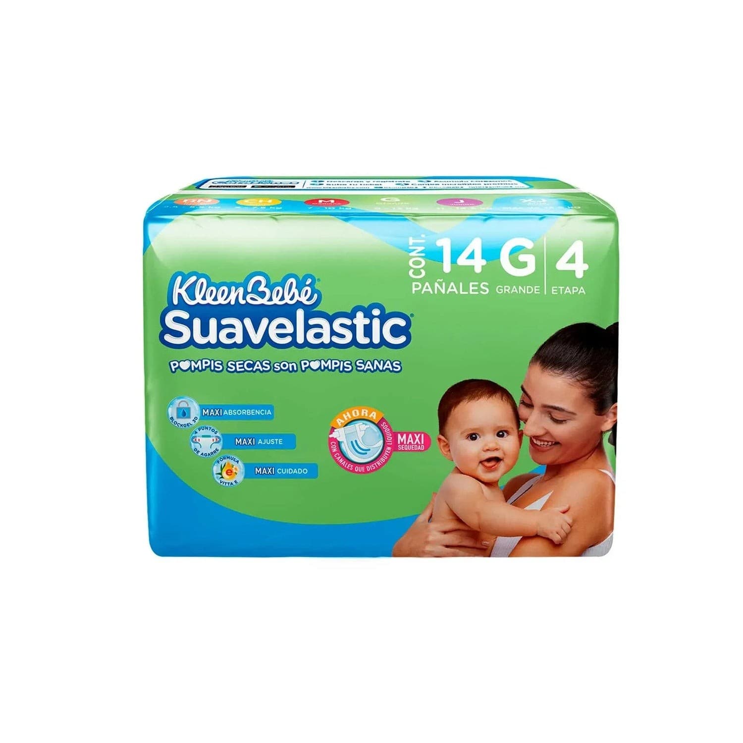 Kleenbebé Suavelastic Grande (etapa 4 / 9-12 Kg.) C/14 Pzs.