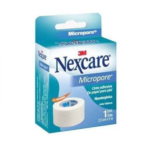 Nexcare Micropore Rollo Col. Blanco A: 2.5cm. (1"); L: 5m. Bolsa C/1 Pza.