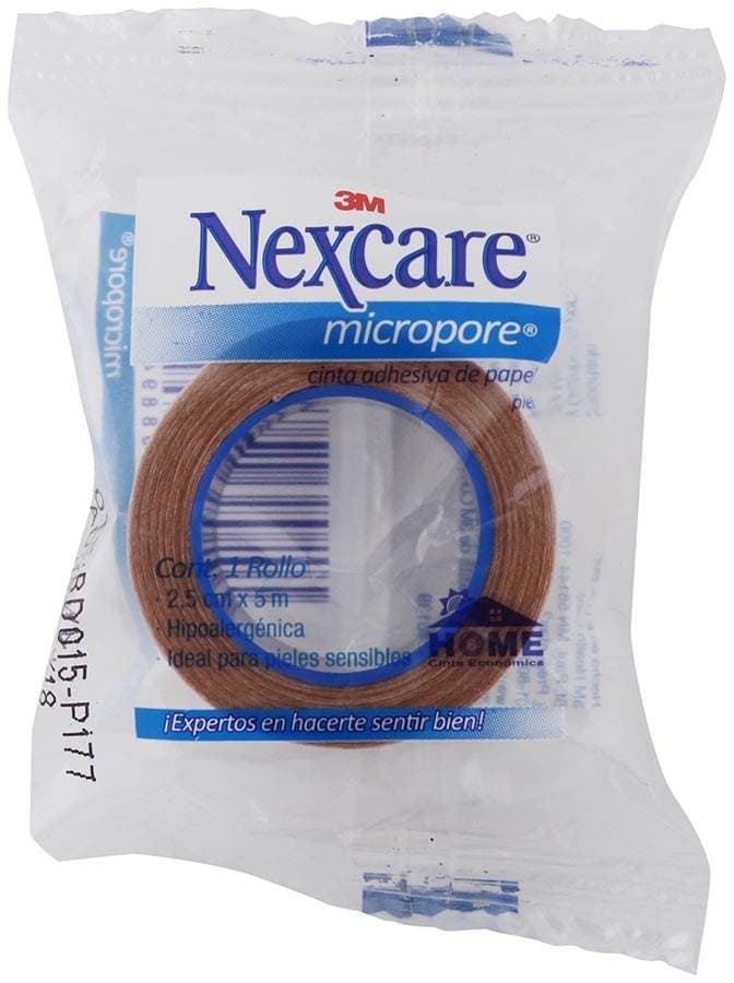Nexcare Micropore Rollo Col. Piel A: 2.5cm. (1"); L: 5m. Bolsa C/1 Pza.