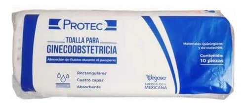 Toalla para Gineco-obstetricia (protec) Bolsa C/10 Pzs.