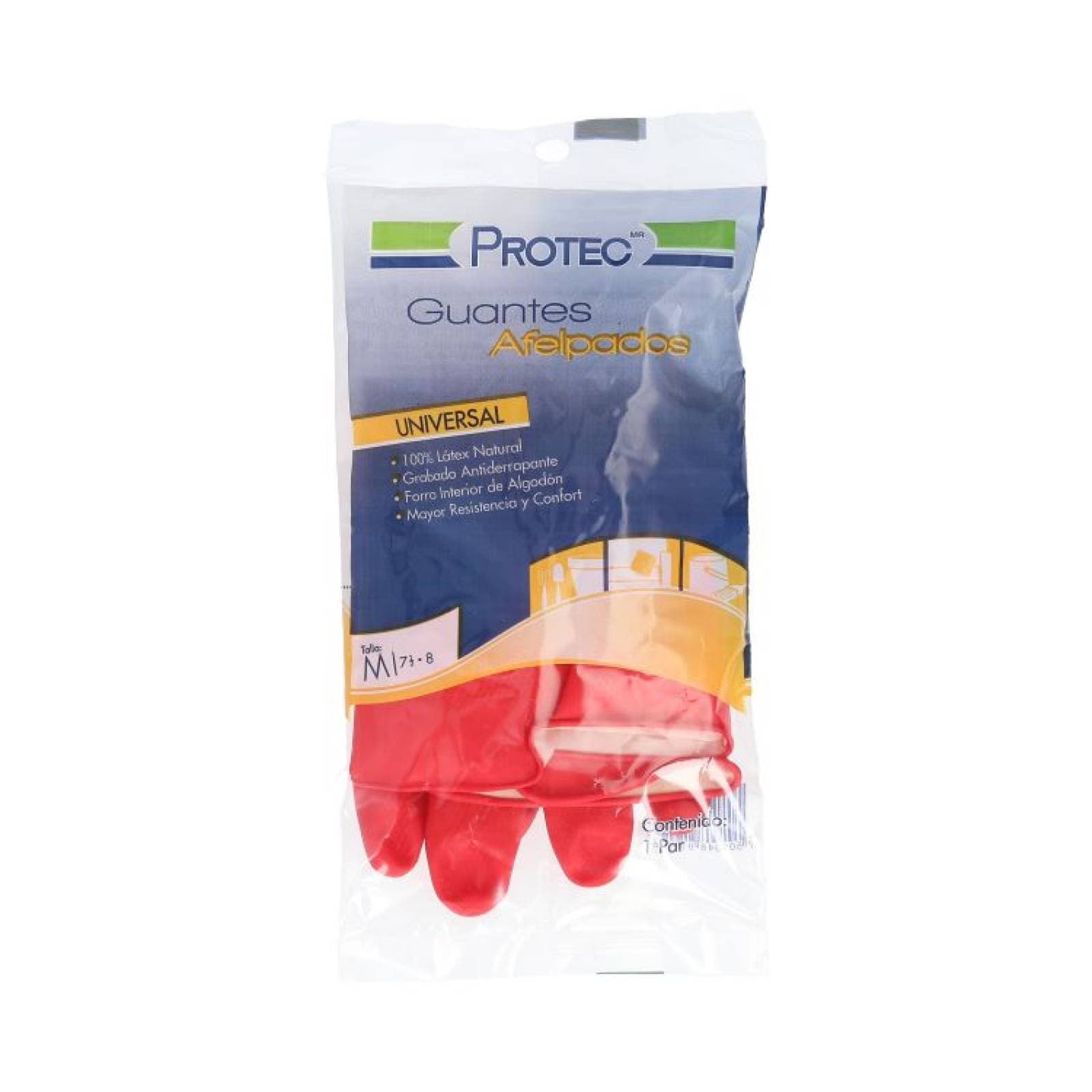 Guantes Afelpados de Látex (protec) Talla M (7 1/2-8) C/1 Par.