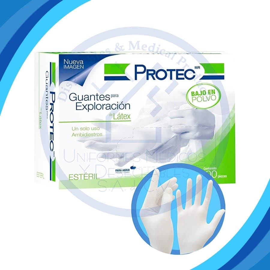 Guante Látex Exploración Estéril (protec) Mediano C/1 Pza.