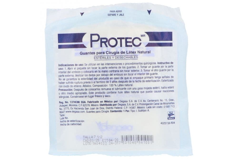 Guantes Látex Cirugía Estéril (protec) Talla 7-1/2 C/1 Par.