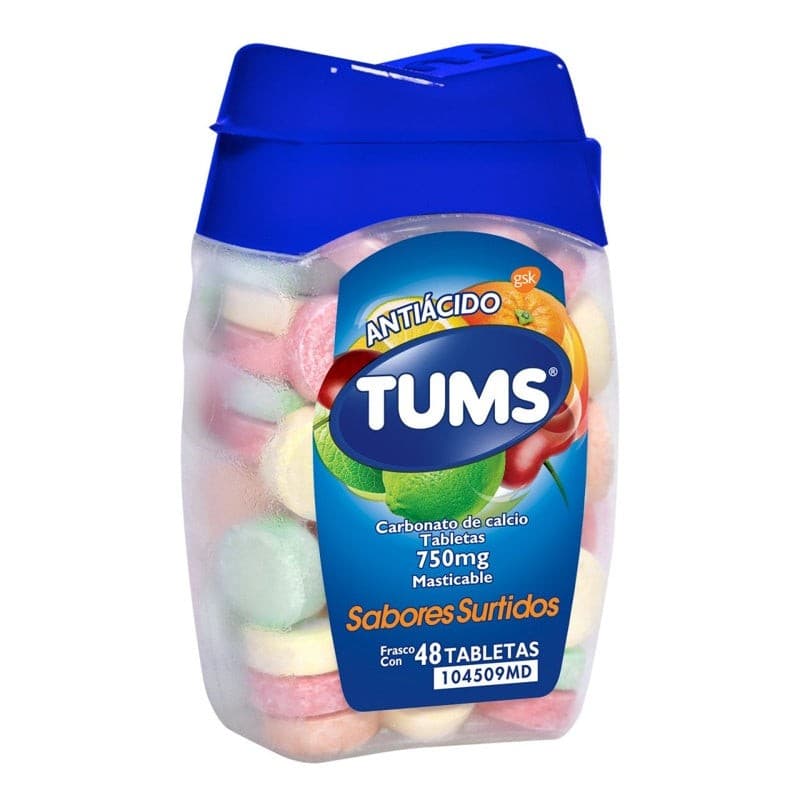 Tums Fco. C/48 Tabs. Masticables Sabs. Surts. 750 Mg.