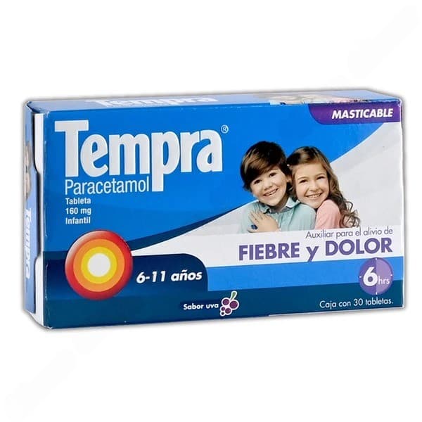 Tempra Infantil (6-11 Años) C/30 Tabs. Masts. 160 Mg.
