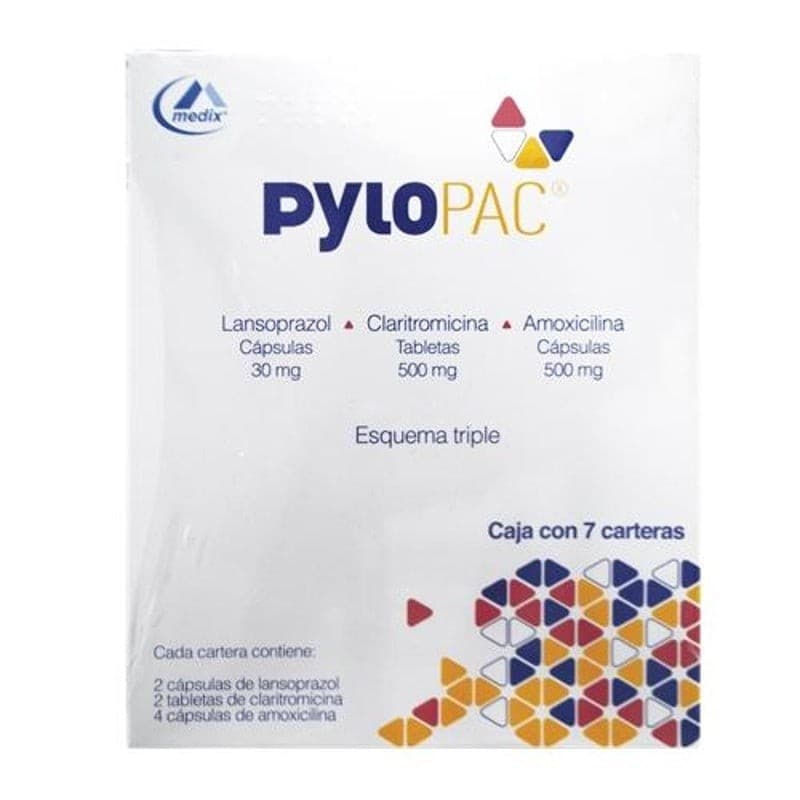 Pylopac C/7 Carteras C/8 Caps/tabs. 30/500/500 Mg.