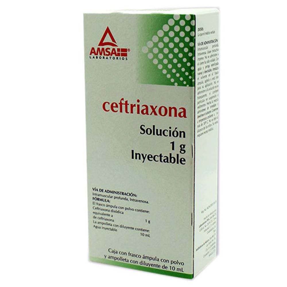 Ceftriaxona (amsa) Sol. Iny. Iv. C/1 Fco. Amp. 1 G/10 Ml.