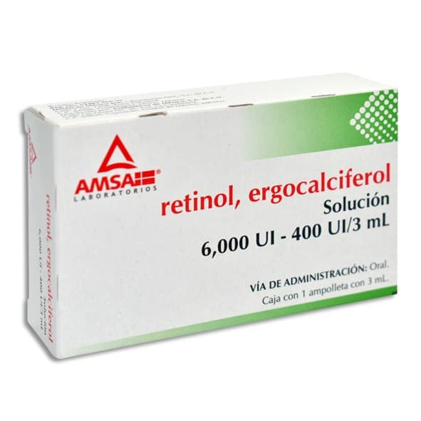 Retinol/ergocalciferol (amsa) Sol. Ingble. C/1 Ampta. 6000-400 Ui/3 Ml.