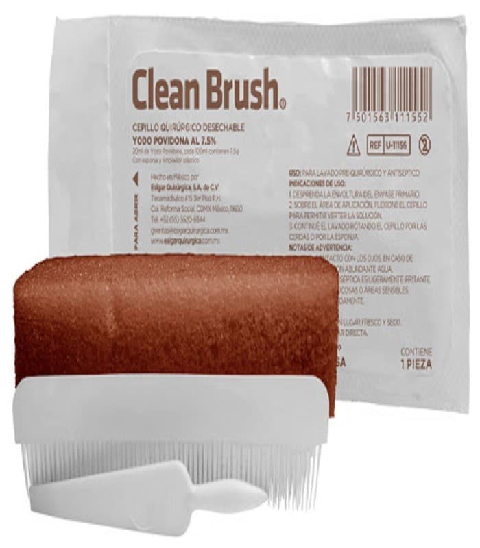 Clean Brush Yodo Povidona Solución Al 7.5% Cepillo Quirúrgico C/1 Pza.