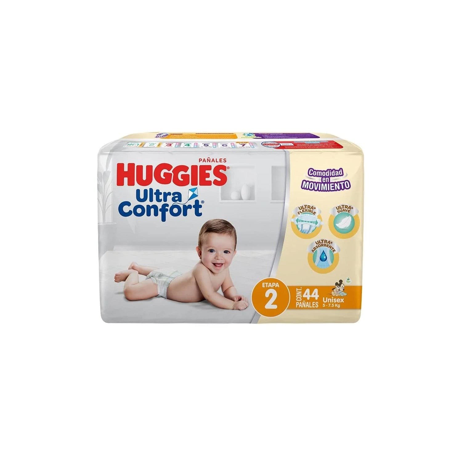 Huggies Ultraconfort Unisex (etapa 2 / 5-7.5 Kg.) C/44 Pzs.