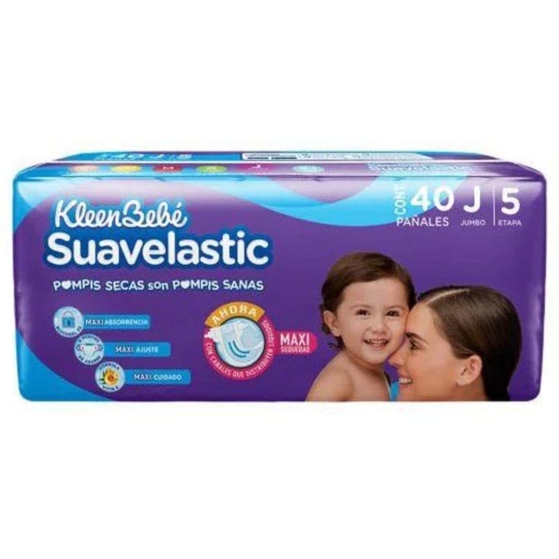 Kleenbebé Suavelastic Jumbo (etapa 5 / 11-14.5 Kg.) C/40 Pzs.