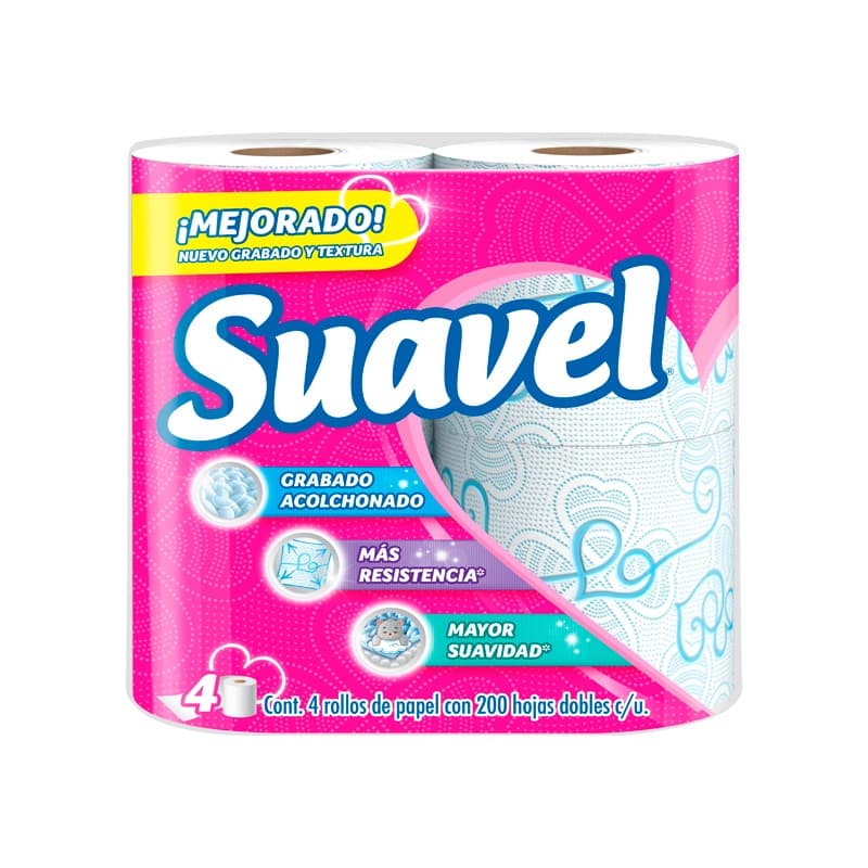 Suavel Rollo C/200 Hojas Dobles Paq. C/4 Pzs.