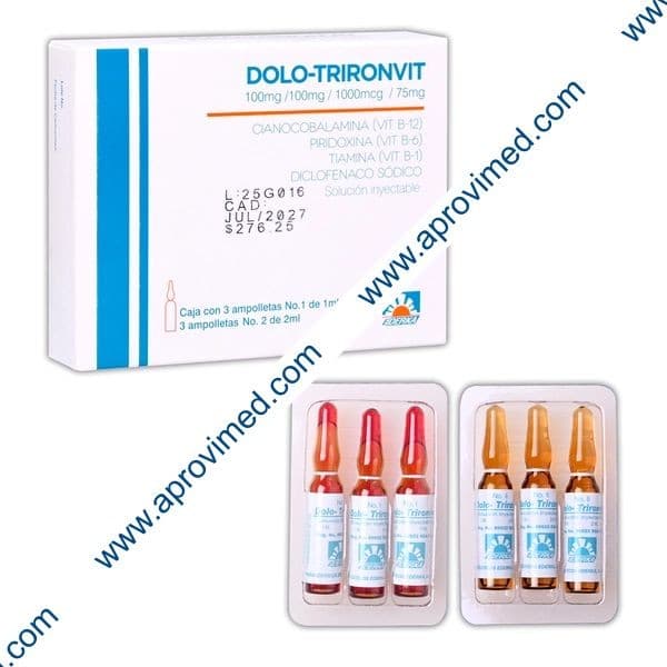Dolo-trironvit Sol. Iny. C/3 Dosis 100-100-1-75 Mg/3 Ml.