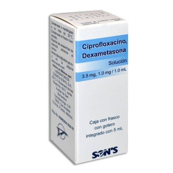 Ciprofloxacino/dexametasona (son´s) Sol. Oft. Fco Gotero 5 Ml. 3.5-1 Mg/1 Ml.