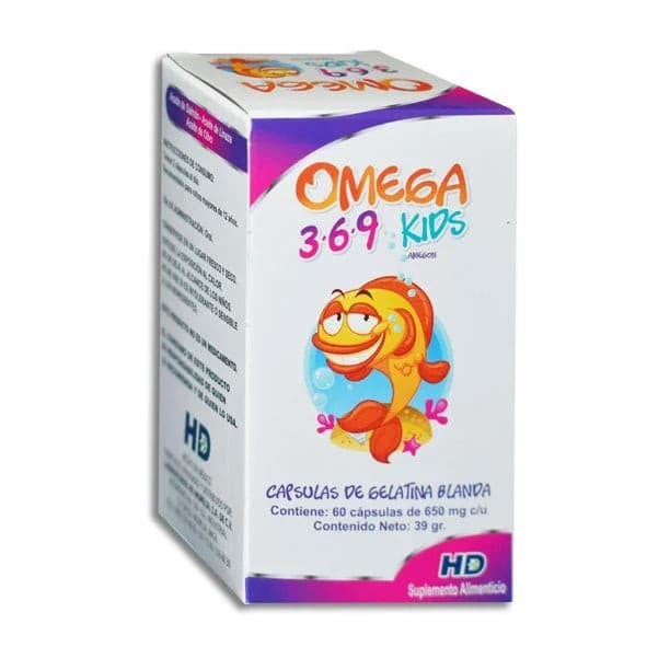 Amegon Omega 3-6-9 Kids Cja/fco. C/60 Caps. 650 Mg.
