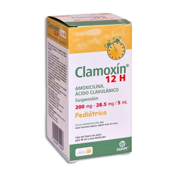 Clamoxín 12h Susp. Pediátrico Fco. 40 Ml. 200-28.5 Mg/5 Ml.