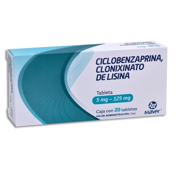 Ciclobenzaprina/clonixinato de Lisina (maver) C/20 Tabs. 5/125 Mg.