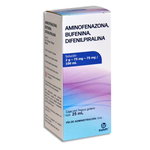 Aminofena/bufenina/difenilpina (maver) Sol.gts. Fco. 25 Ml. 2g-75mg-75mg/100 Ml.