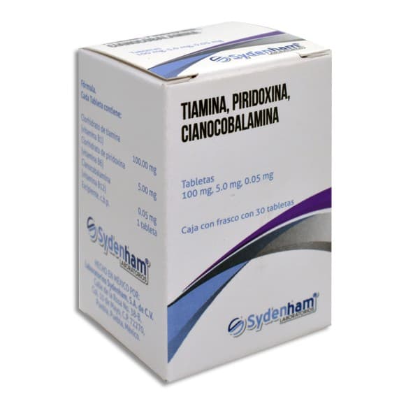 Tiamina/piridoxina/cianocobalamina (sydenham) C/30 Tabs. 100/5/0.05 Mg.