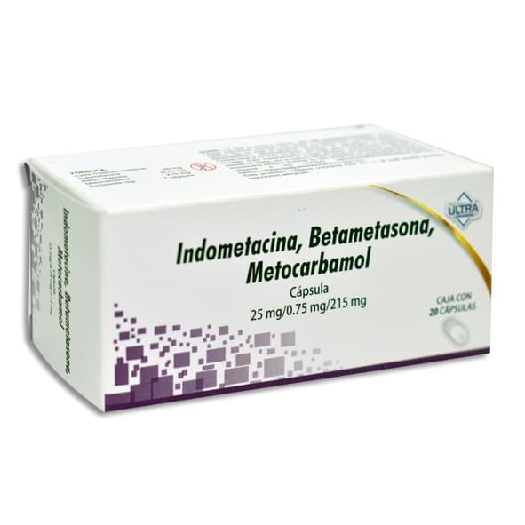 Indometacina/betametasona/metocarbamol (ultra) C/20 Caps. 25/0.75/215 Mg.