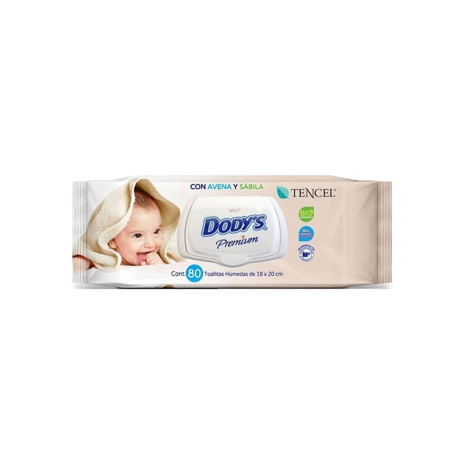 Dody´s Premium Toallitas Húmedas 18x20cm. Paq. C/80 Pzs.