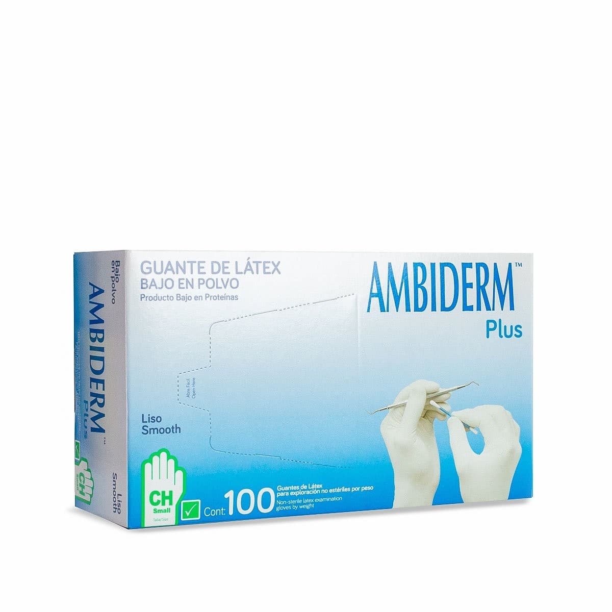 Ambiderm Plus Guante Ltx Exploración Verde No Estéril Ch. C/100 Pzs.
