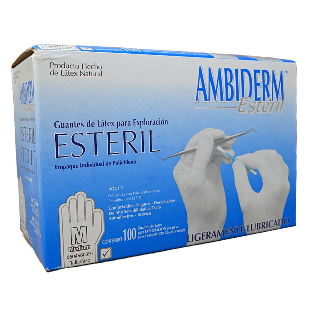 Ambiderm Estéril Guante Ltx Exploración Talla Mediano C/1 Pza.