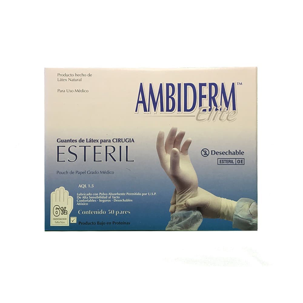 Ambiderm Elite Guantes Ltx Cirugía Estéril Talla 8-1/2 C/1 Par.