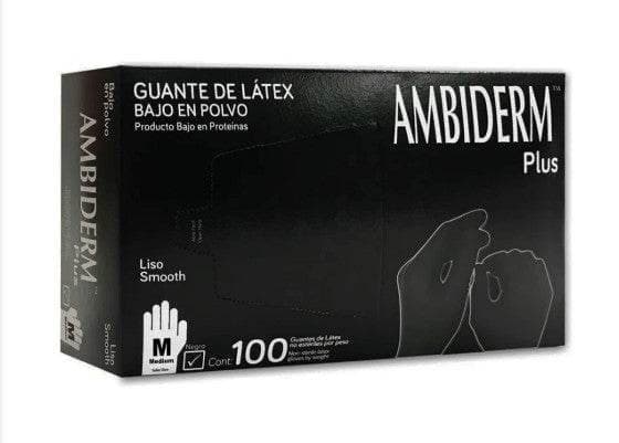 Ambiderm Plus Guante Ltx Exploración Negro No Estéril Med. C/100 Pzs.