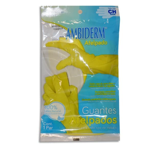 Guantes Afelpados de Látex (ambiderm) Talla Ch. C/1 Par.